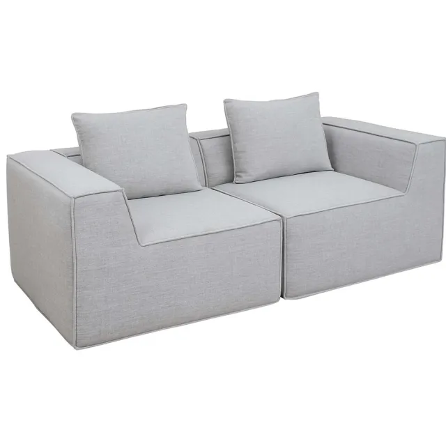 2-zitsbank/accessoires voor bank MCW-O54, bank 2-zits loungebank, modulair stof/textiel (300 g/m²) 63x194x97 cm ~ lichtgrijs