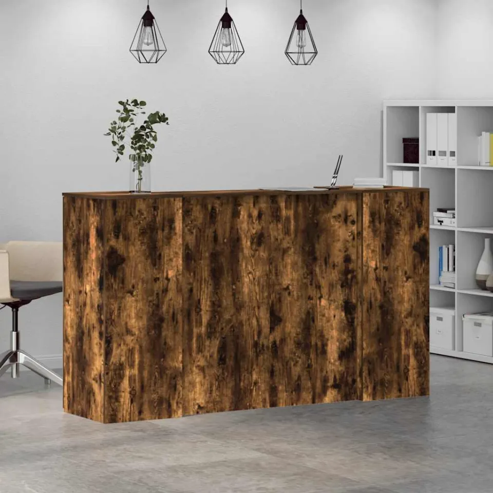 vidaXL Receptiebalie 180x50x103,5 cm bewerkt hout gerookt eikenkleurig, foto 4