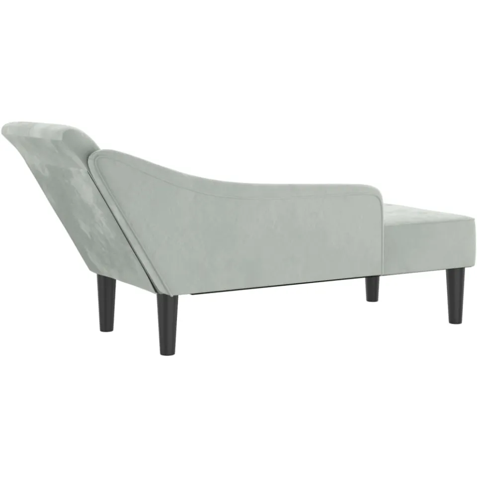 vidaXL Chaise longue met kussens fluweel lichtgrijs grijs, foto 4