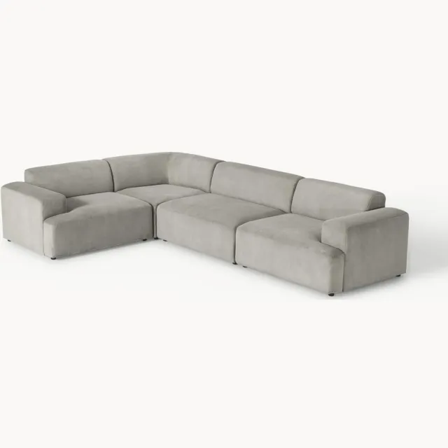 Westwing Collection Grote hoekbank Melva (4-zits) van corduroy Grijs