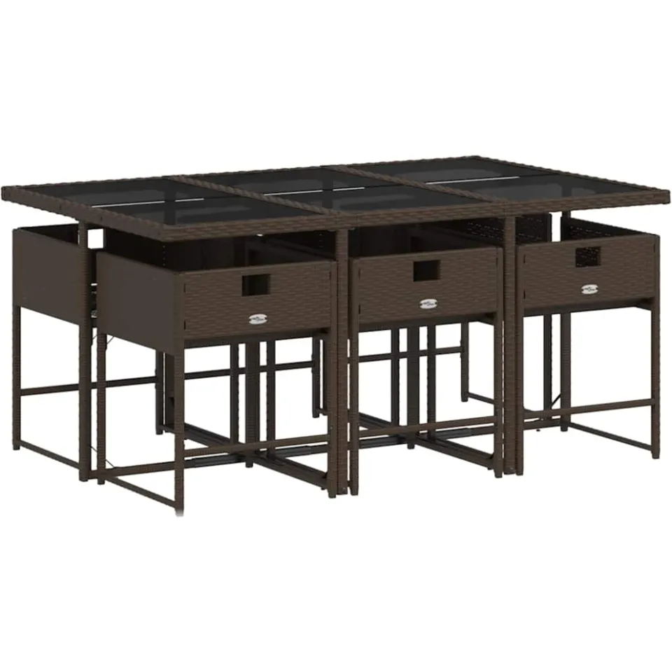 vidaXL 7-delige Tuinset met kussens poly rattan bruin, foto 4