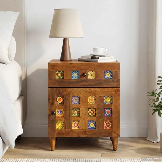 vidaXL Nachtkastje Bruin 50 x 33 x 60 cm Massief Mango Hout, foto 2