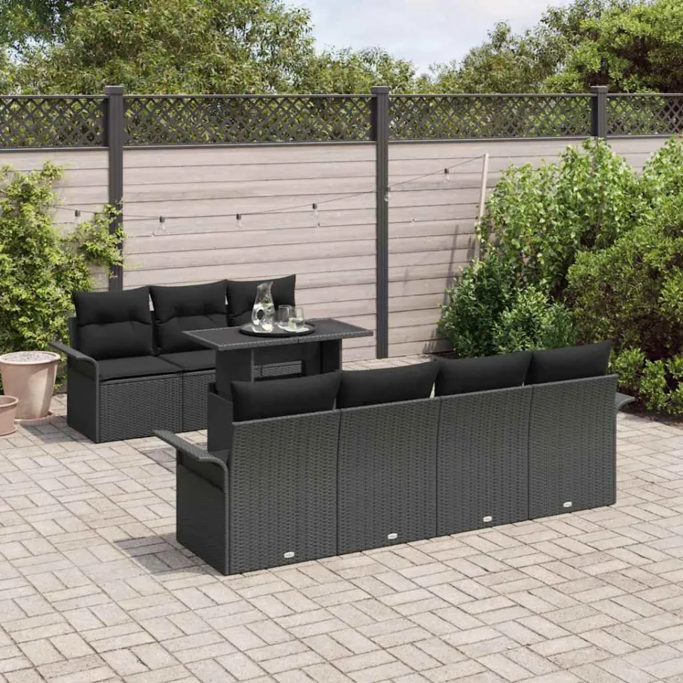 vidaXL Tuin Sofa Set 8 st Zwart poly rattan, foto 3