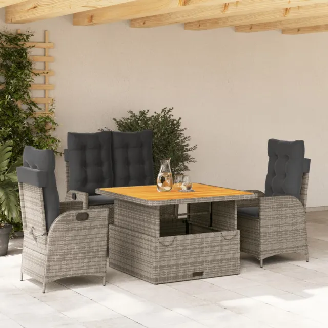 vidaXL 4-delige Tuinset met kussens poly rattan grijs, foto 2