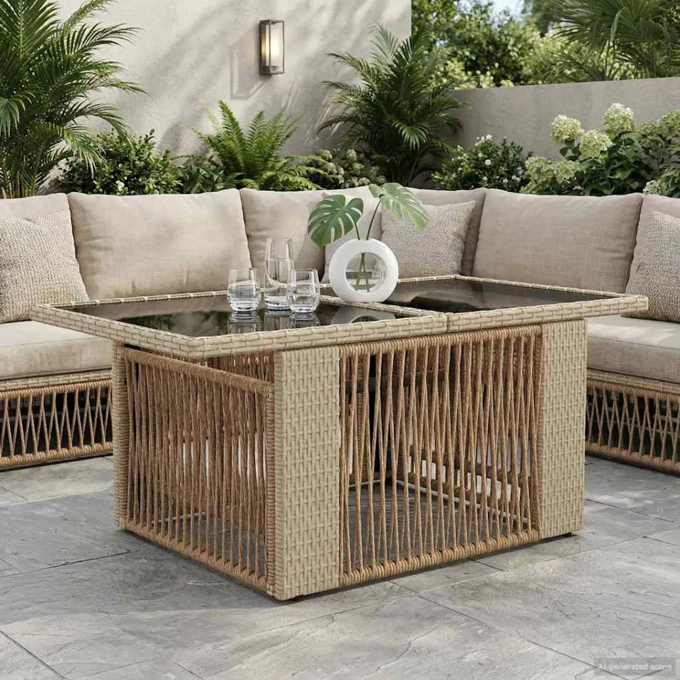 vidaXL Tuinstafel met opklapbare functie Beige 100 x 55 x 37 cm, foto 3