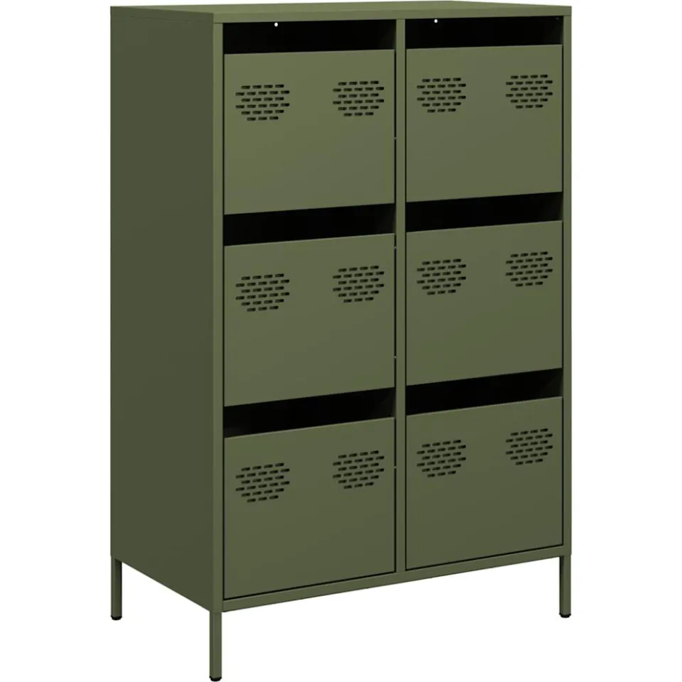 vidaXL Hoge kast 68x39x101,5 cm staal olijfgroen, foto 3