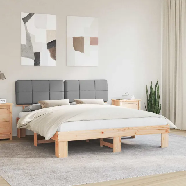 vidaXL Bedframe met Gevoerd Hoofdgedeelte Lichtgrijs 180 x 200 cm