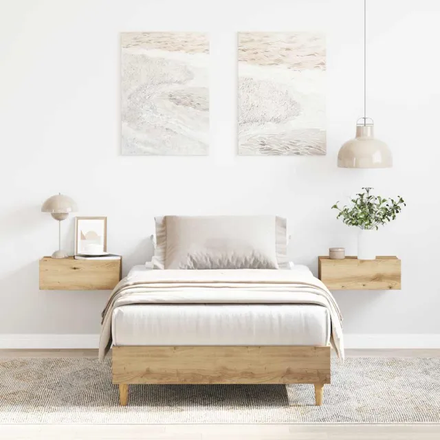 vidaXL Bedframe zonder matras 100x200 cm spaanplaat artisanaal eiken Bruin
