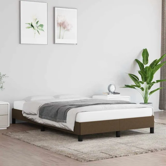 vidaXL Bedframe zonder matras 120x190 cm stof donkerbruin