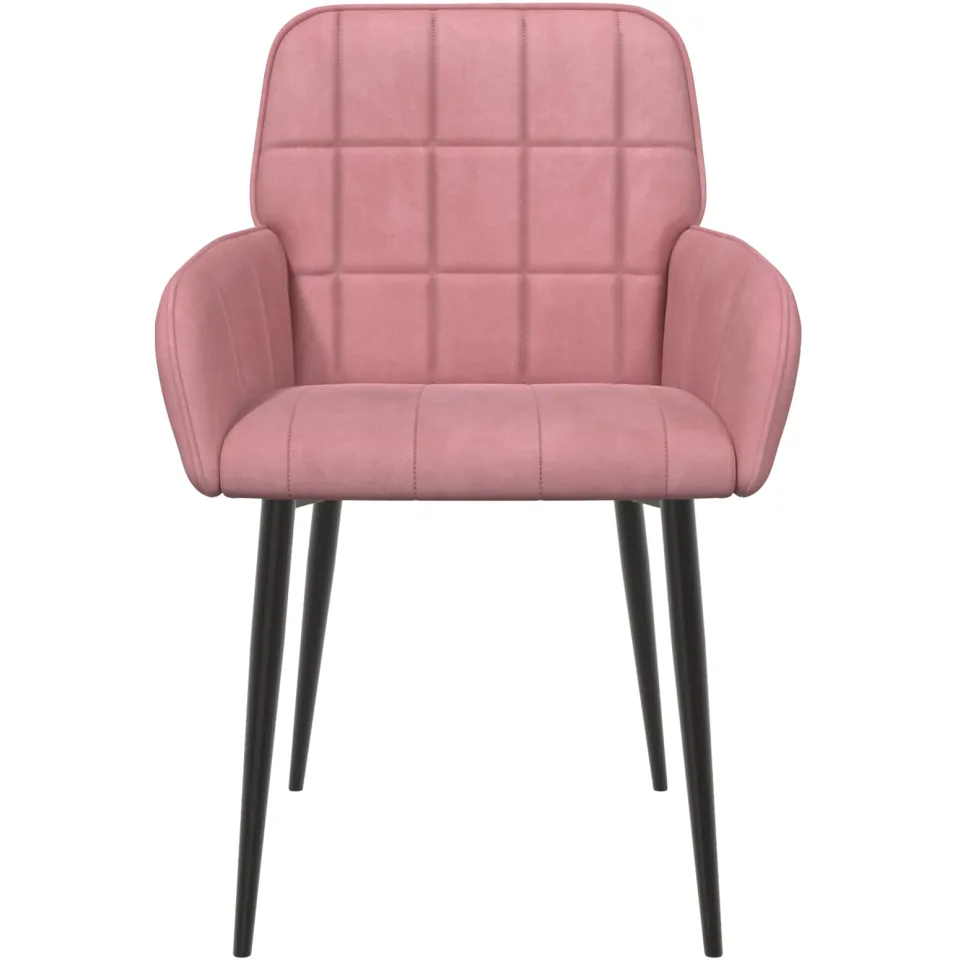 vidaXL Eettafelstoelen 2 st fluweel Roze 56.5 x 50 x 85 cm