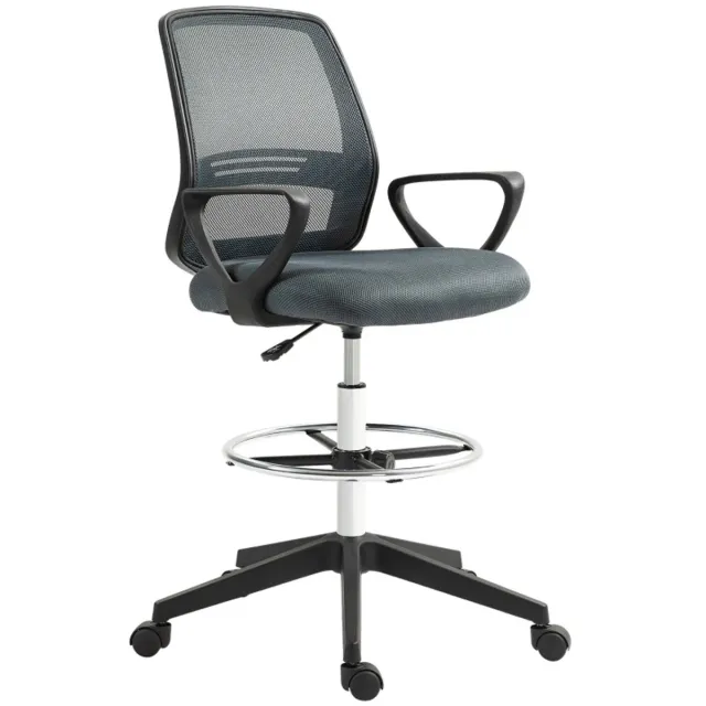ZYLARO Ergonomische Bureaustoel met Verstelbare Voetensteun - Mesh Bekleding - In Hoogte Verstelbaar - 360° Draaibaar - Kantoorstoel - Gamestoel - Volwassenen Stoel - Directiestoel - Computerstoel - Grijs