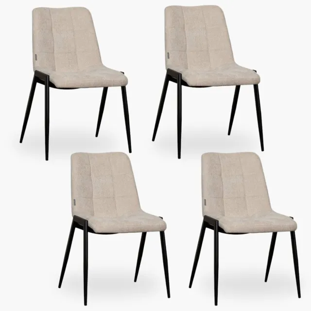 DOK 2 4x Eetkamerstoel Isa - Beige Velvet - Set van 4 - Naturel