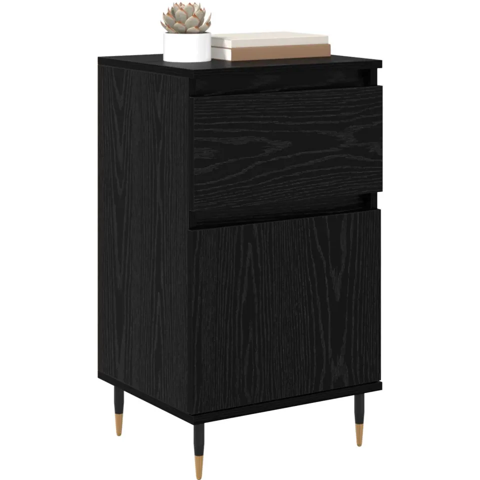 vidaXL Dressoir Zwart Eiken 40 x 35 x 70 cm Gemonteerd hout en ijzer