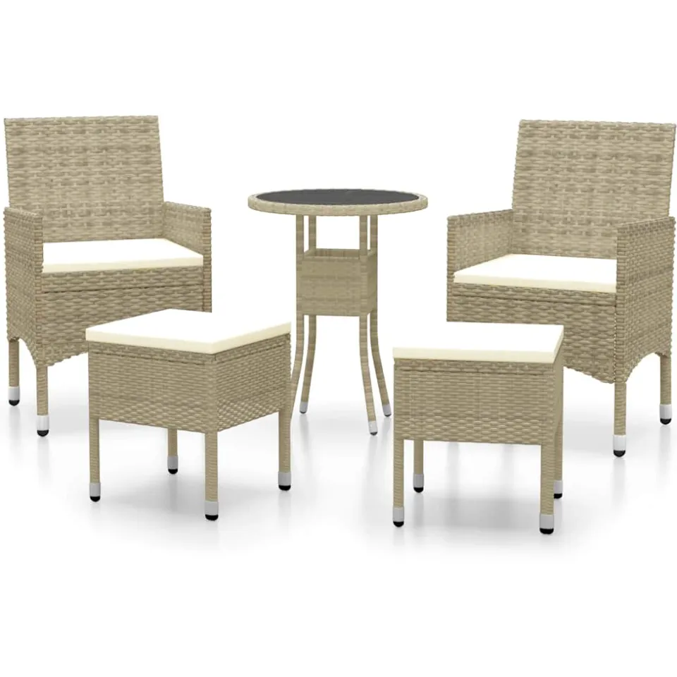 vidaXL 5-delige Loungeset poly rattan beige, foto 3