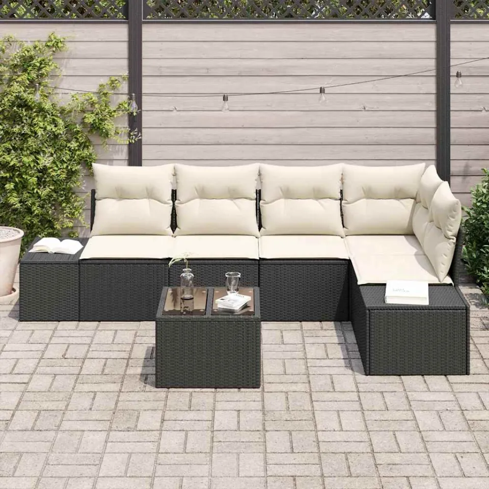 vidaXL Tuinbankenset met opslag Bruin en Crème poly rattan, foto 3