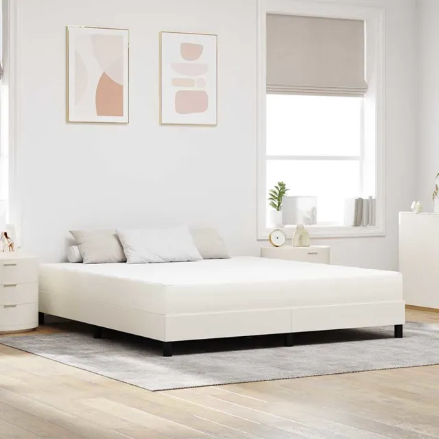 vidaXL Bedmatras met matras Crème 180 x 200 cm Stof