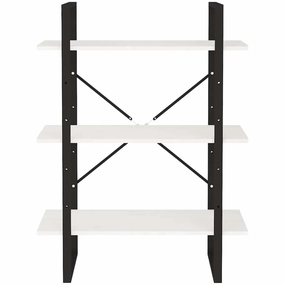 vidaXL Boekenkast met 3 schappen 80x30x105 cm massief grenenhout wit, foto 4