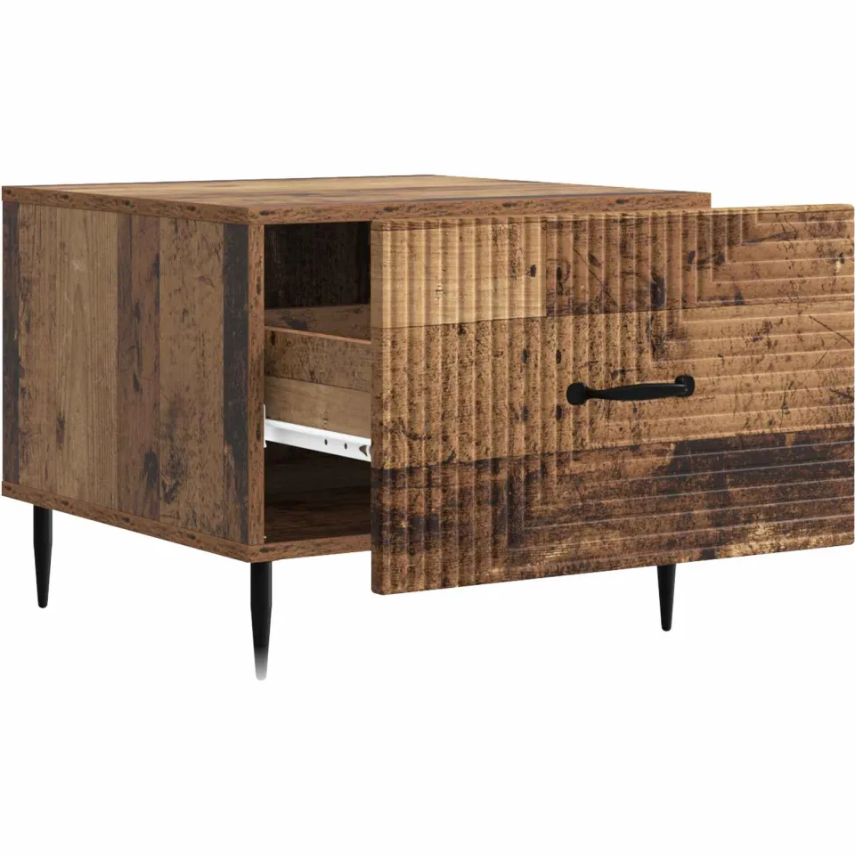 vidaXL Salontafel met lade Oud hout 49 x 50 x 40 cm Bewerkt hout bruin, foto 4