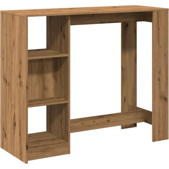 vidaXL Bartafel - met - schap - 124x46x103,5 - cm - hout - artisanaal - eikenkleurig artisanaal eiken