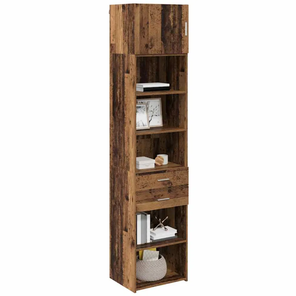 vidaXL Highboard Oud Hout 50 x 42,5 x 225 cm Bewerkt hout Bruin