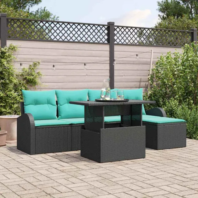 vidaXL Tuin Sofa Set 6 st Zwart Poly riet