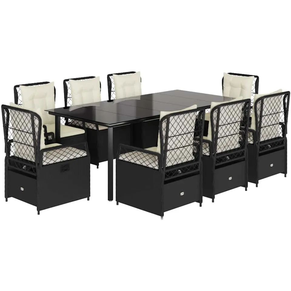 vidaXL 9-delige Tuinset poly rattan zwart, foto 3