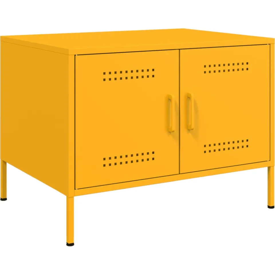 vidaXL Salontafel 68x50x50,5 cm staal mosterdgeel, foto 3