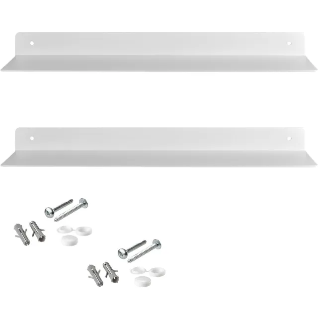 Sotech set van 2 design wandplanken HOVER-III 350 x 130 x 30 mm wit, wandbevestiging, wandplank incl. bevestigingsset, moderne plank Wit - Hover III