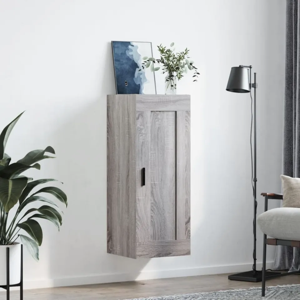 vidaXL Wandkast 34,5x34x90 cm bewerkt hout grijs sonoma eikenkleurig, foto 3