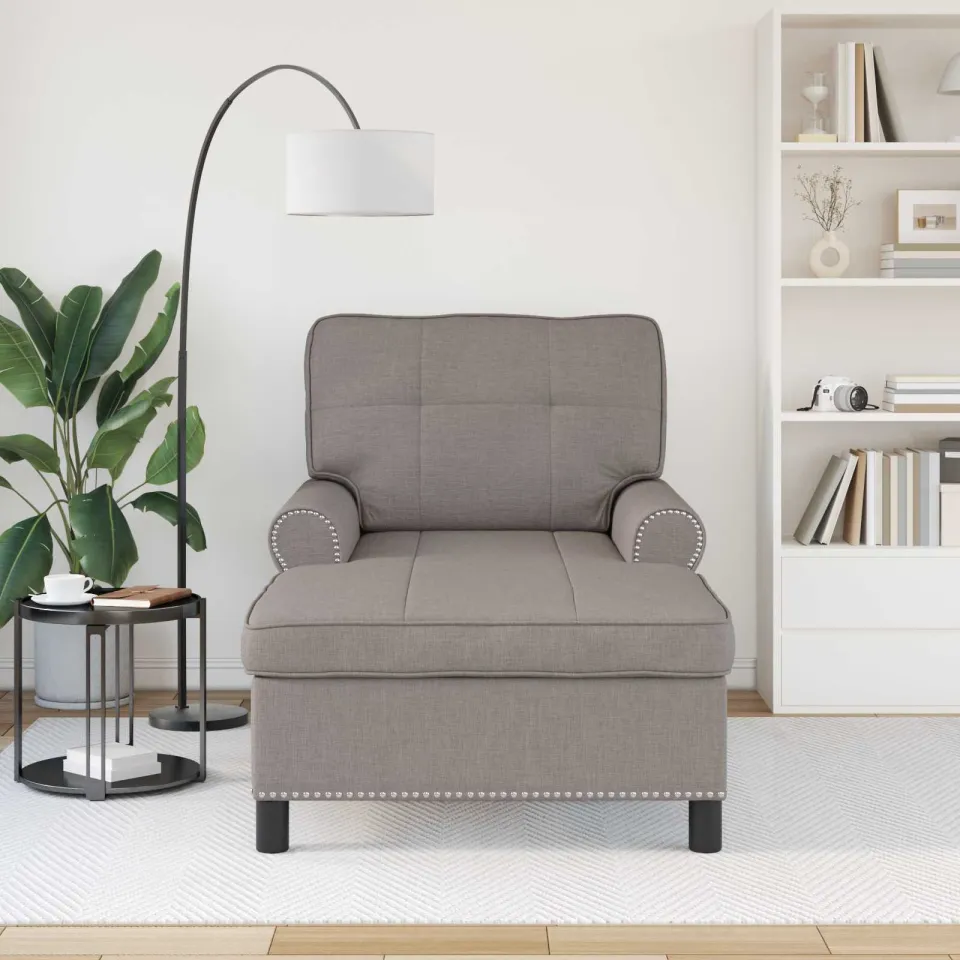 vidaXL Chaise Lounge Lichtgrijs Stof 91 x 157 x 91 cm, foto 3