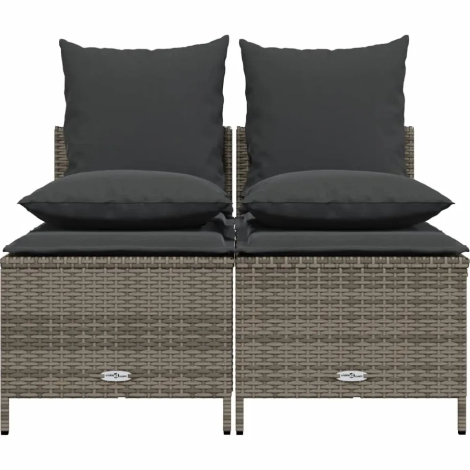 vidaXL 4-delige Loungeset met kussens poly rattan grijs