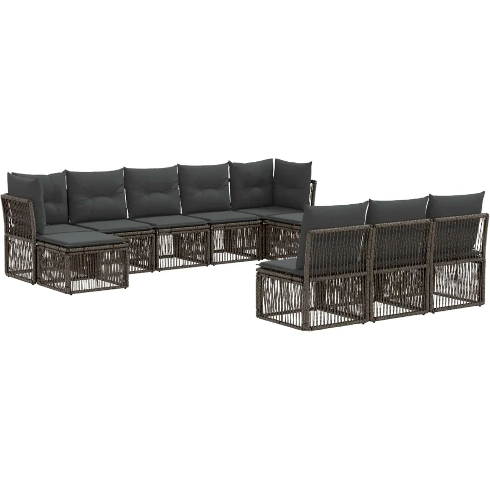 vidaXL Tuinbankenset 10 st 10-zits Grijs poly rattan, foto 3