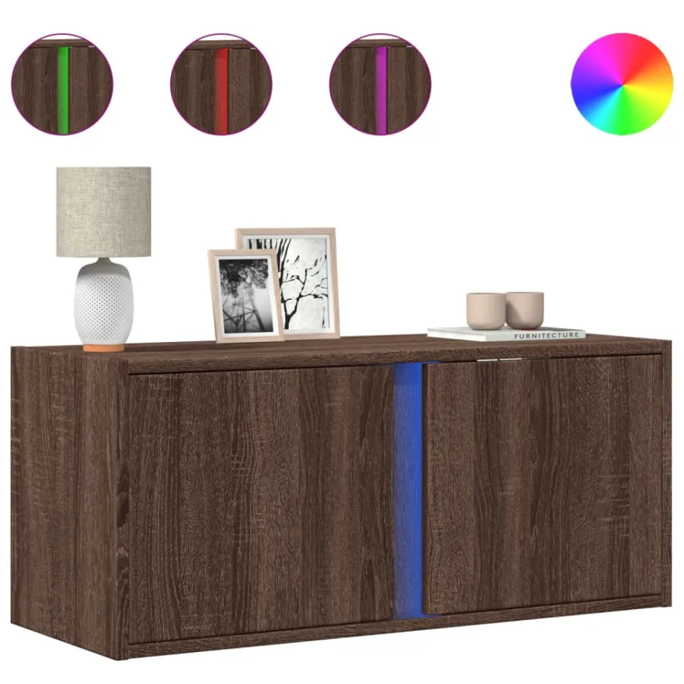 vidaXL Tv-wandmeubel met LED-verlichting 80x31x35 cm bruin eikenkleur, foto 3