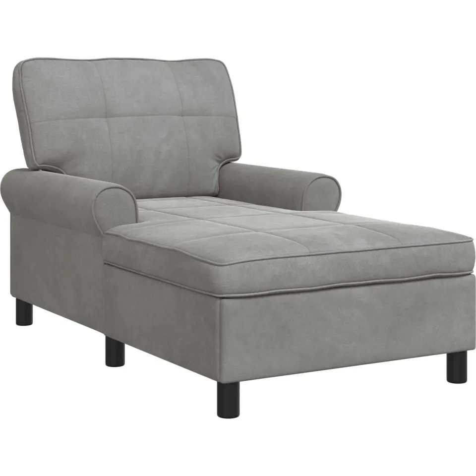 vidaXL Chaise Lounge met kussen Lichtgrijs 91 x 157 x 91 cm Fluweel