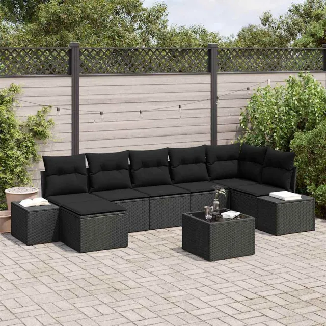 vidaXL Tuin Sofa Set 7 st Zwart poly rattan, foto 2