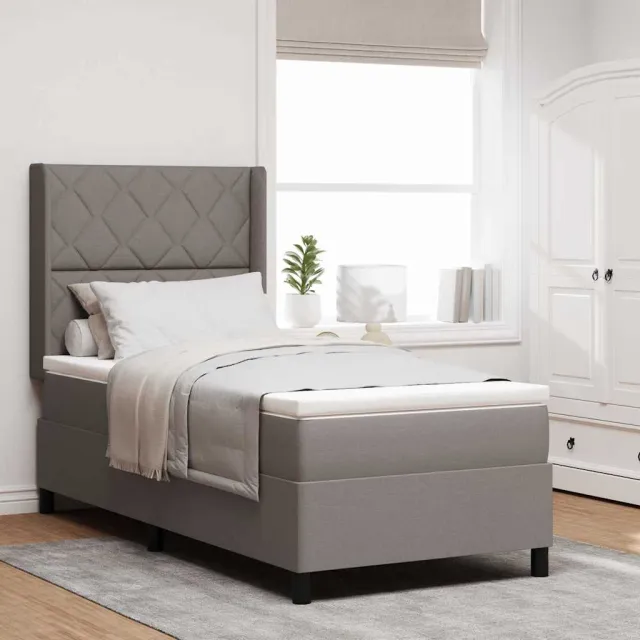 vidaXL Boxspringbed met kussen met hoofdeinde Taupe 200 x 90 cm Stof