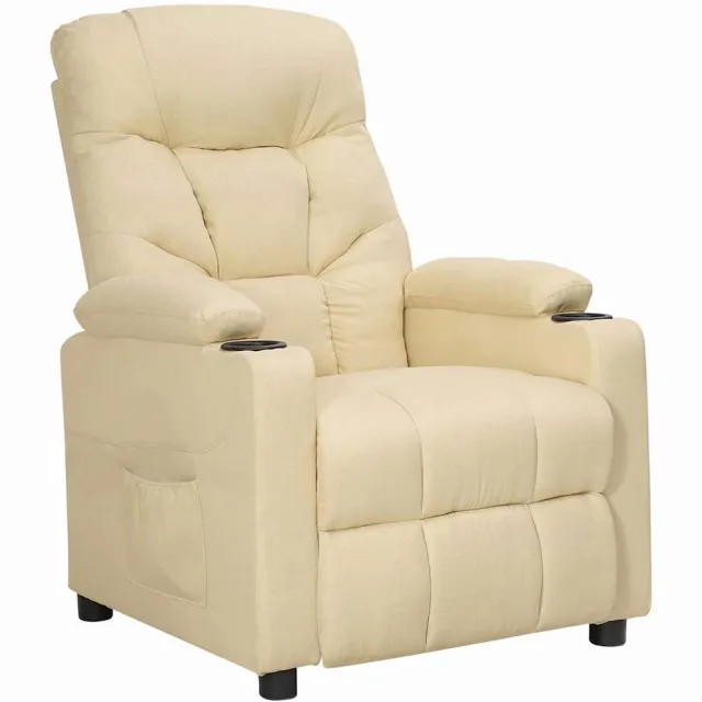 vidaXL Fauteuil verstelbaar stof crèmekleurig