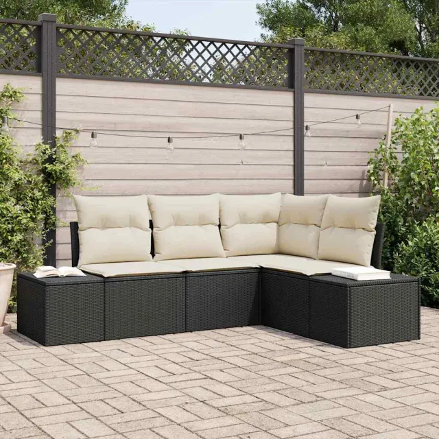 vidaXL Tuin Sofa Set 4 st Zwart poly rattan