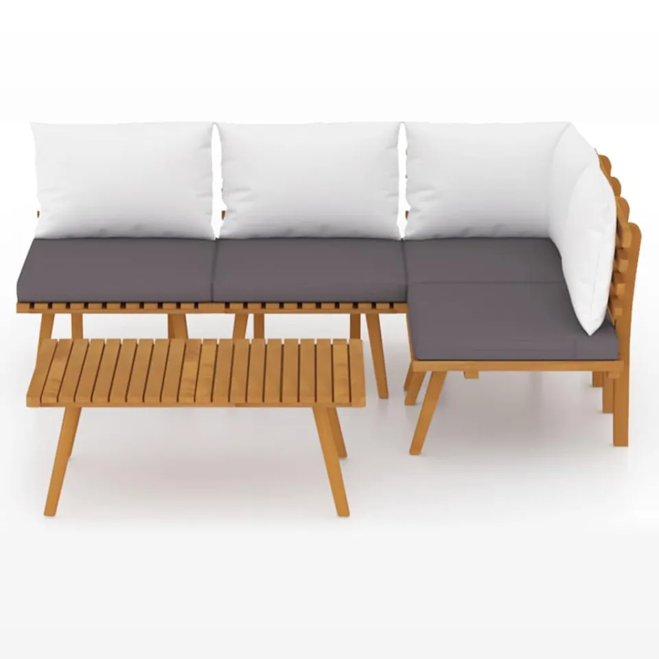vidaXL 5-delige Loungeset met kussens massief acaciahout bruin, foto 3