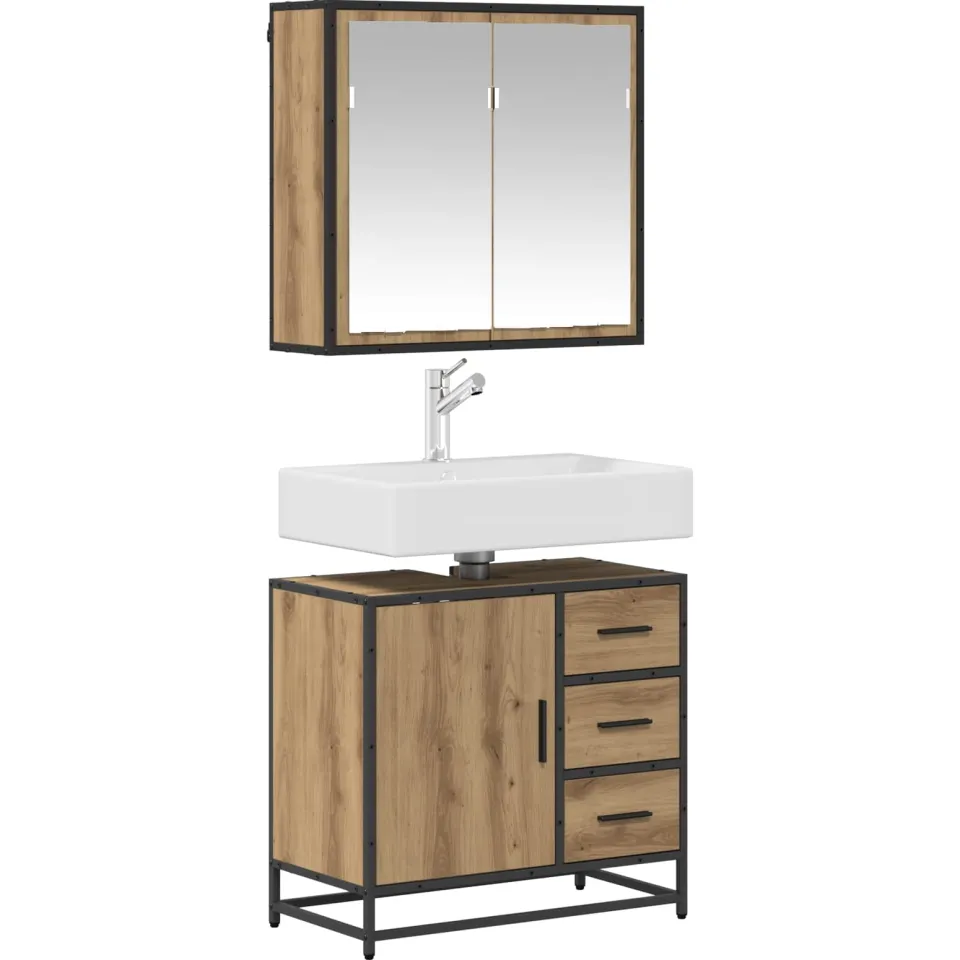 vidaXL Badkamermeubelset 2 st Artisan Eiken 65 x 33 x 60 cm Bruin