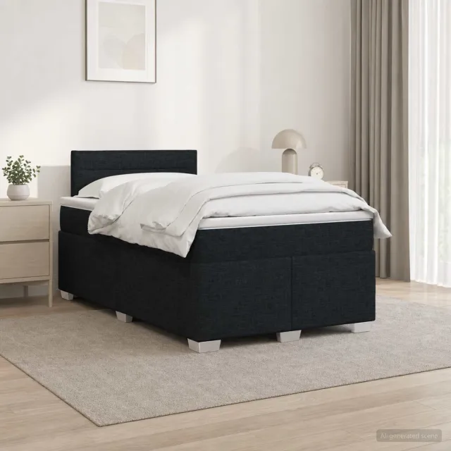 vidaXL Boxspring Bed met Matras en LED Zwart 120 x 200 cm Stof