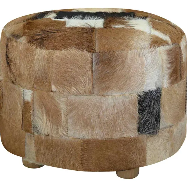 vidaXL Poef rond 50x50x45 cm geitenleer Meerkleurig