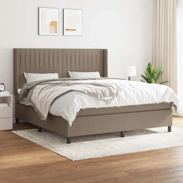 vidaXL Boxspring met matras stof taupe 160x200 cm