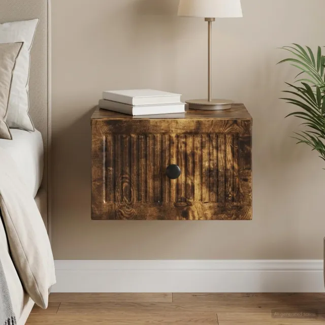 vidaXL Wandbeugel Bedkast Gerookt eiken 33 x 34,5 x 20 cm Bewerkt hout, foto 2