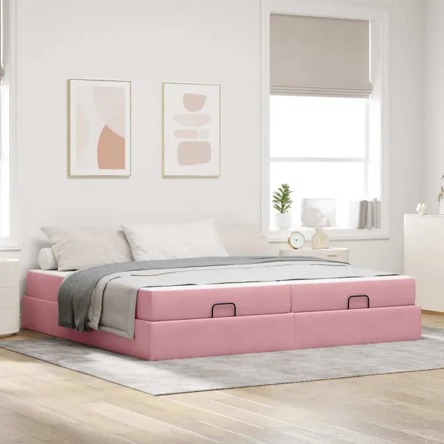 vidaXL Bedframe met matras 2 st Roze Fluweel