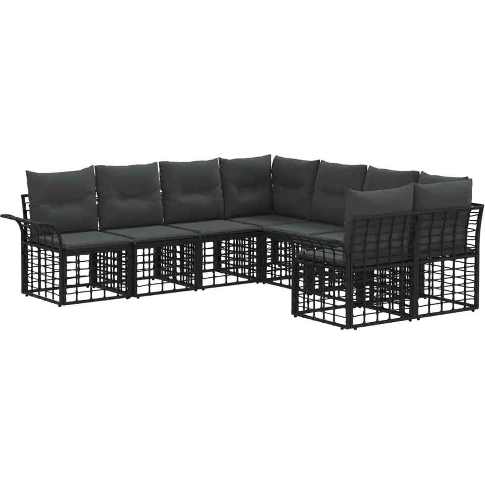 vidaXL Buiten bankenset 8 st Zwart en Donkergrijs Polyester, foto 3