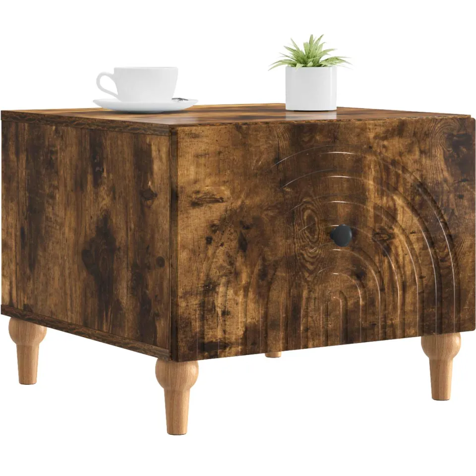 vidaXL Salontafel met lade Gerookt eiken 49 x 50 x 40 cm Bewerkt hout Bruin