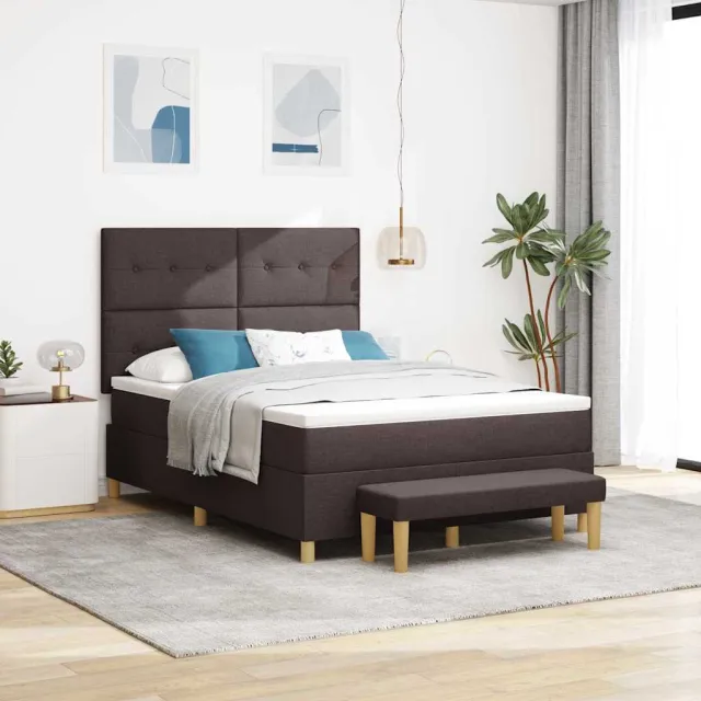 vidaXL Boxspring bed met kussen Donkerbruin 200 x 140 cm Stof