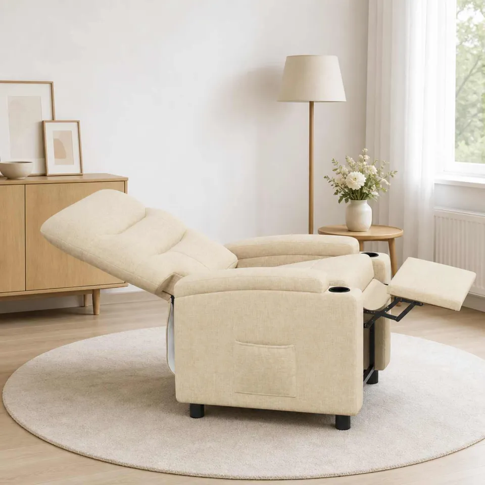 vidaXL Ligstoel Crèmekleurig 75 x 95 x 103 cm Stof, foto 3