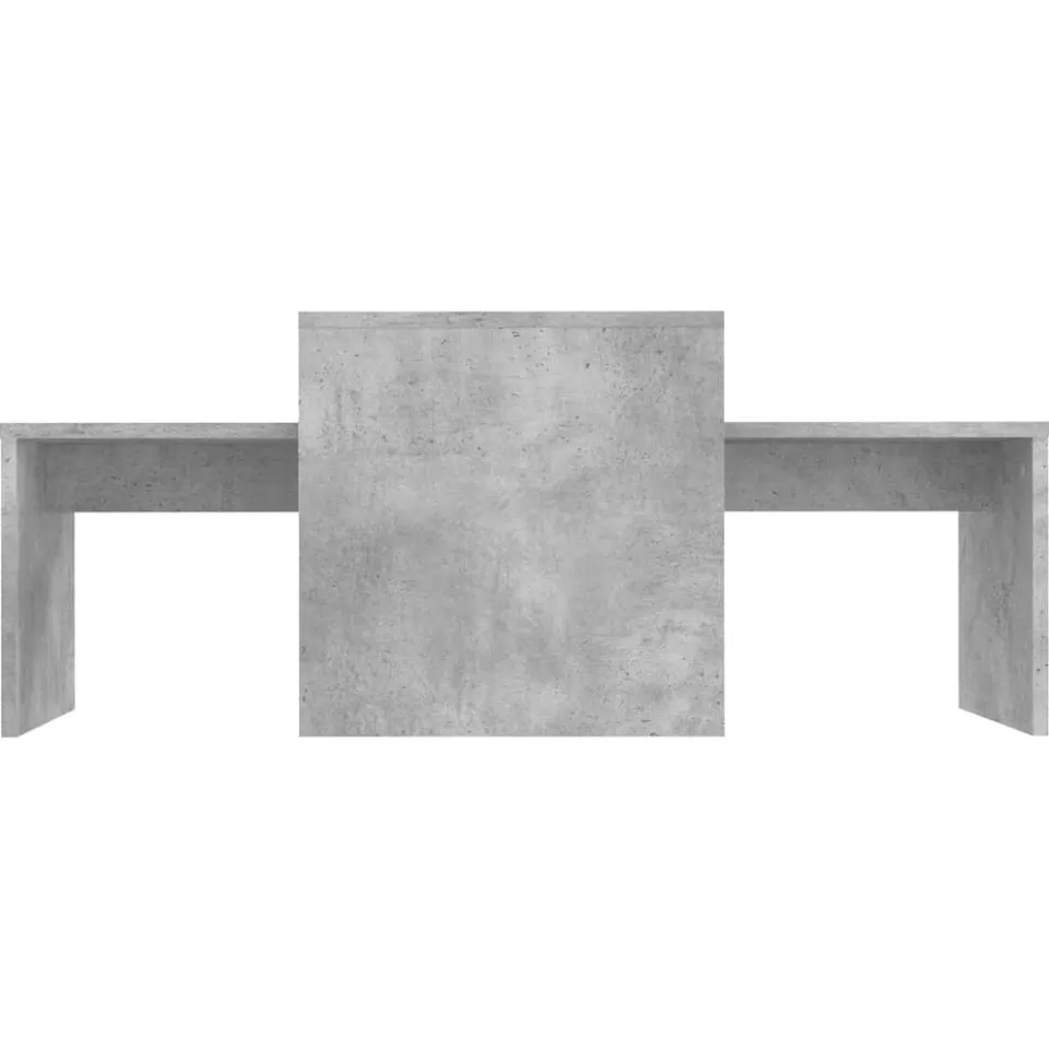 vidaXL Salontafelset 100x48x40 cm bewerkt hout betongrijs
